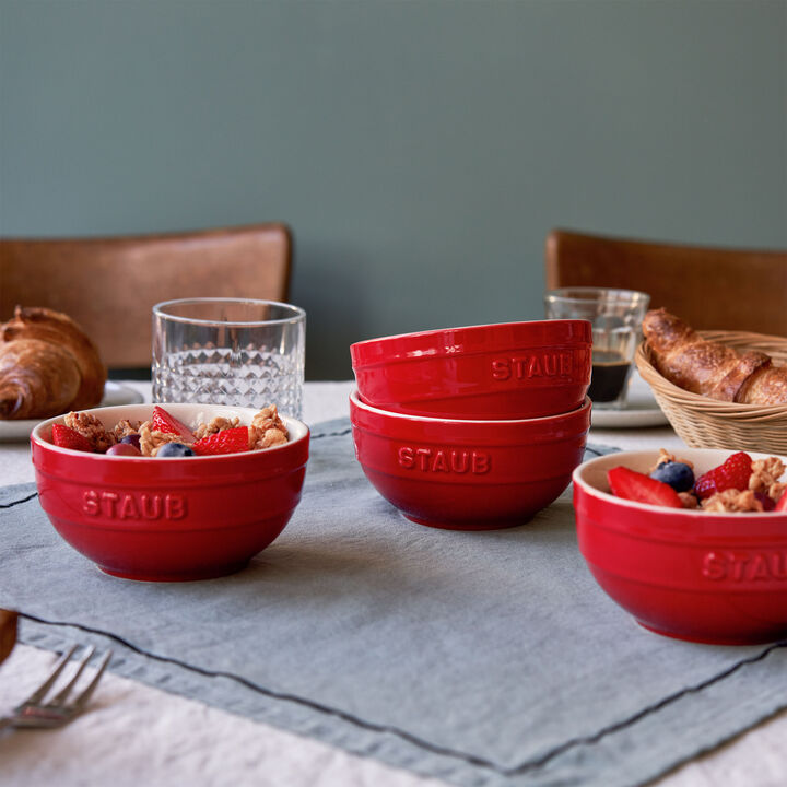 Ceramique, Schüssel Set 12 cm / 4-tlg, Kirsch-Rot, Keramik, large 4