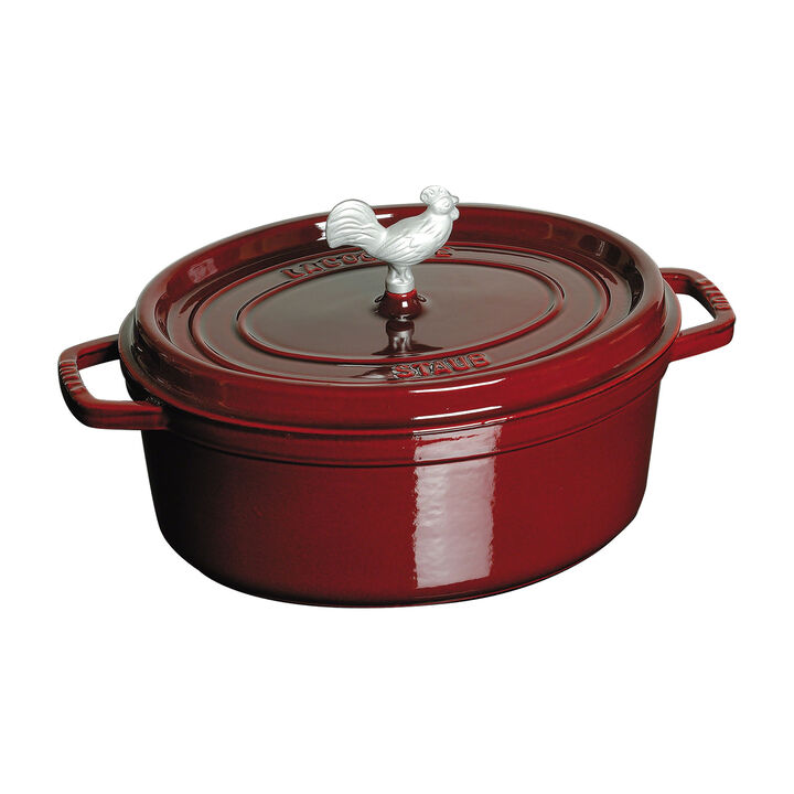 Cast Iron, 5.75 qt, Oval, Coq Au Vin Dutch Oven, Grenadine, large 1