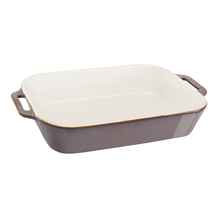 Ceramique, Ovenschaal 34 cm, Rechthoekig, Antiek grijs, large 1