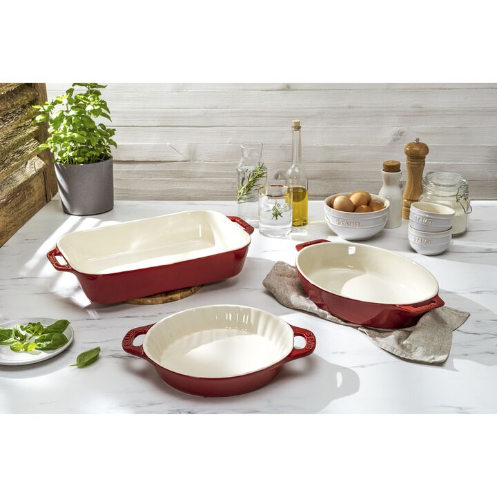 Ceramique, Mixed Baking Dish Set Cherry 3 Piece, large 2