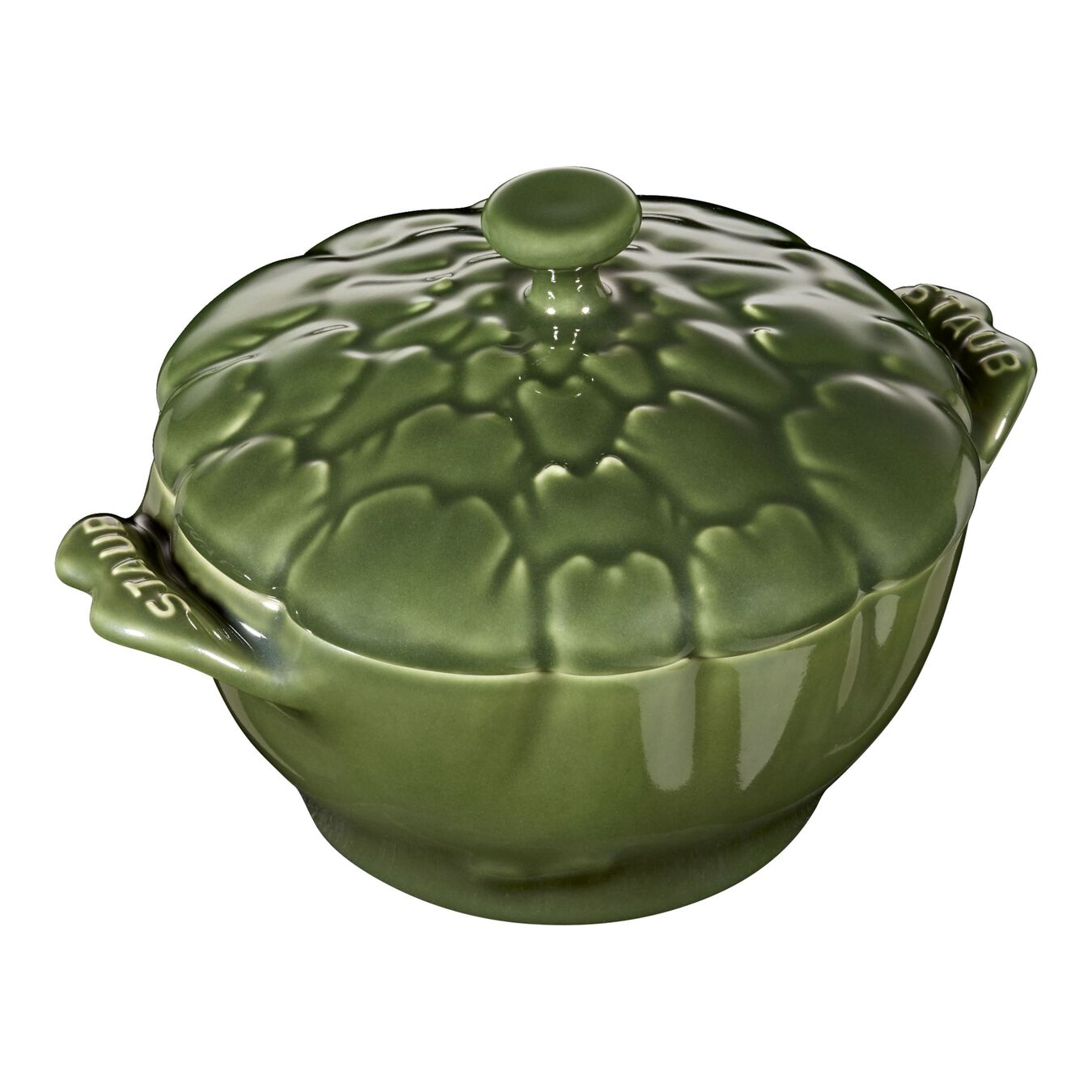 13 cm artichoke Ceramic Cocotte basil-green,,large 1