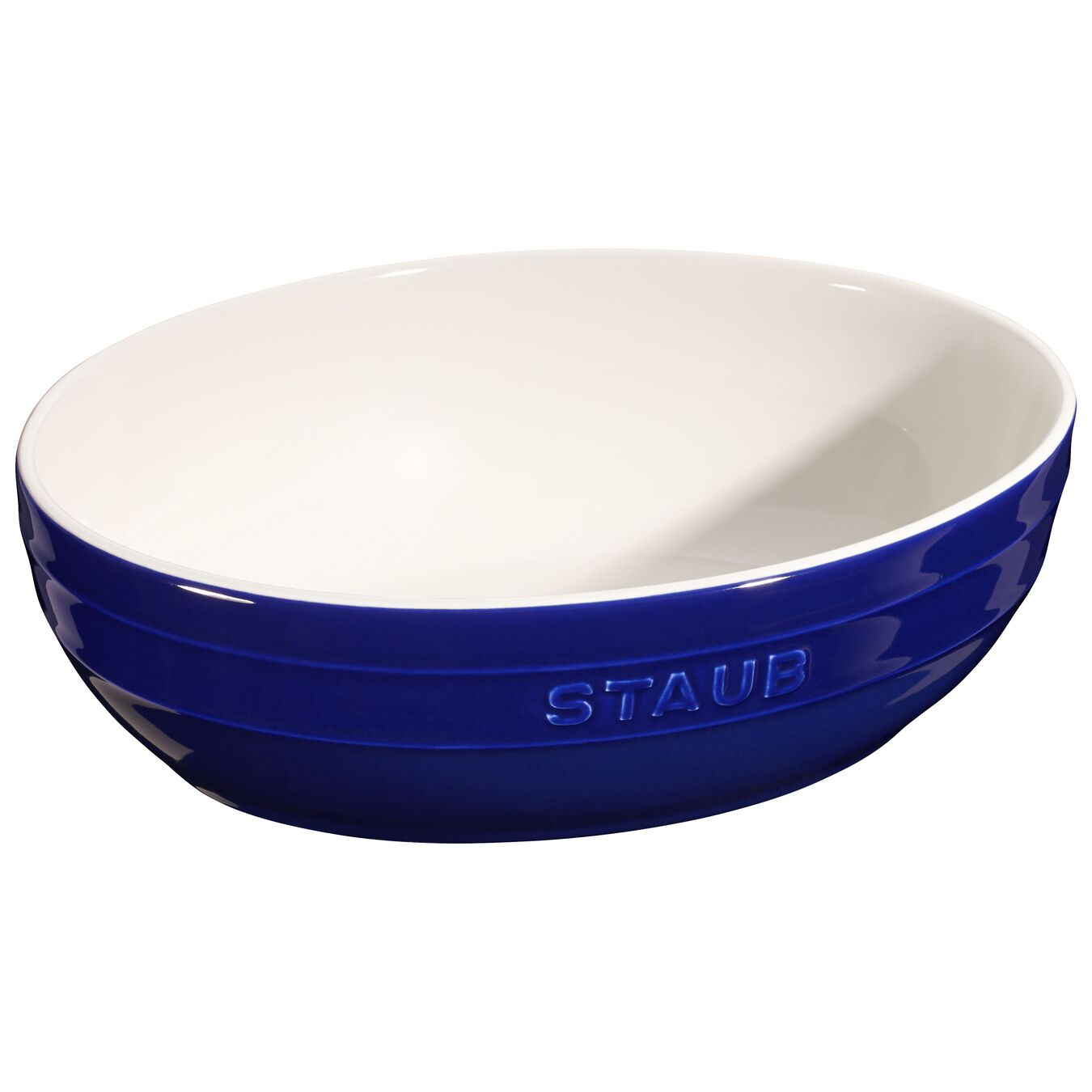 2 Piece ceramic oval Bowl set, dark-blue,,large 3
