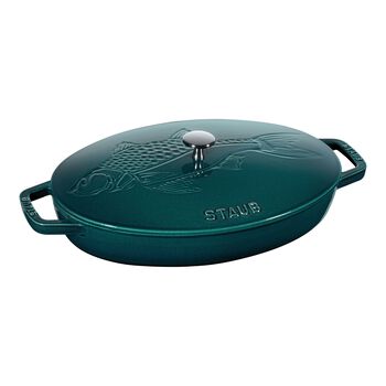 33 cm oval Cast iron Oven dish with lid la-mer,,large 1