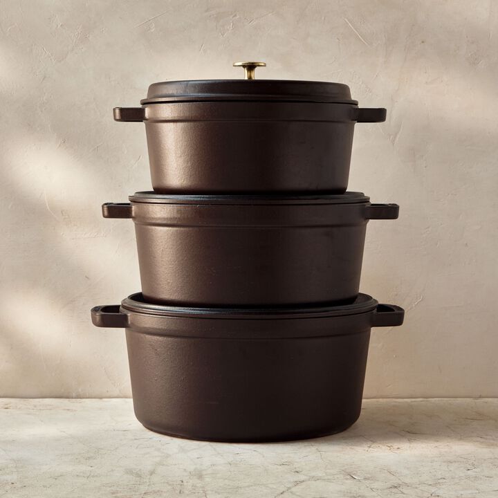 La Cocotte, Cocotte 24 cm / 3,7 l, Rund, Chokolade, Støbejern, large 4