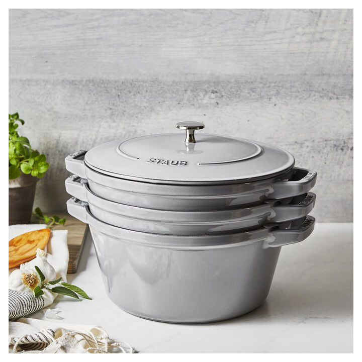 Cast Iron, 4-pc Stackable Set, Graphite Grey, Cast Iron , large 3