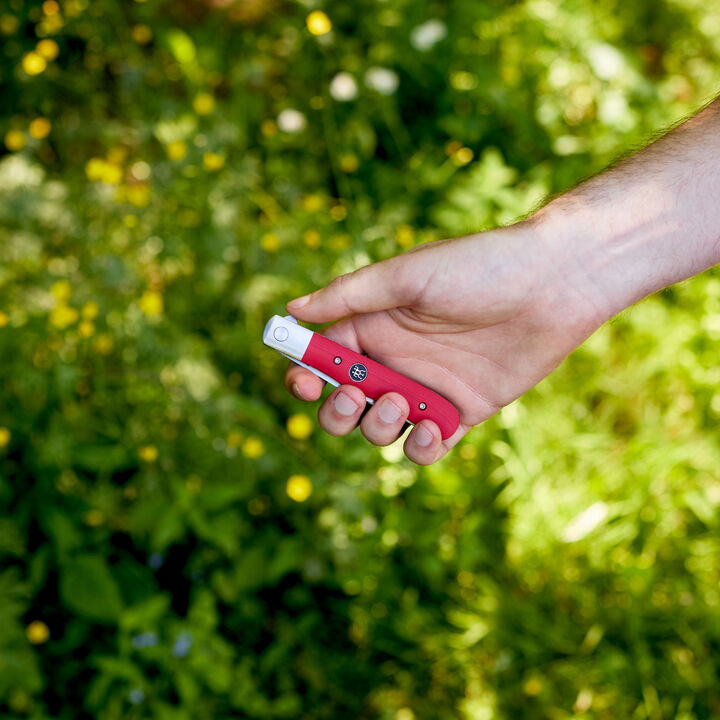 Outdoor, 3-inch, Flipper Folding Pocket Knife, Red G10, large 4