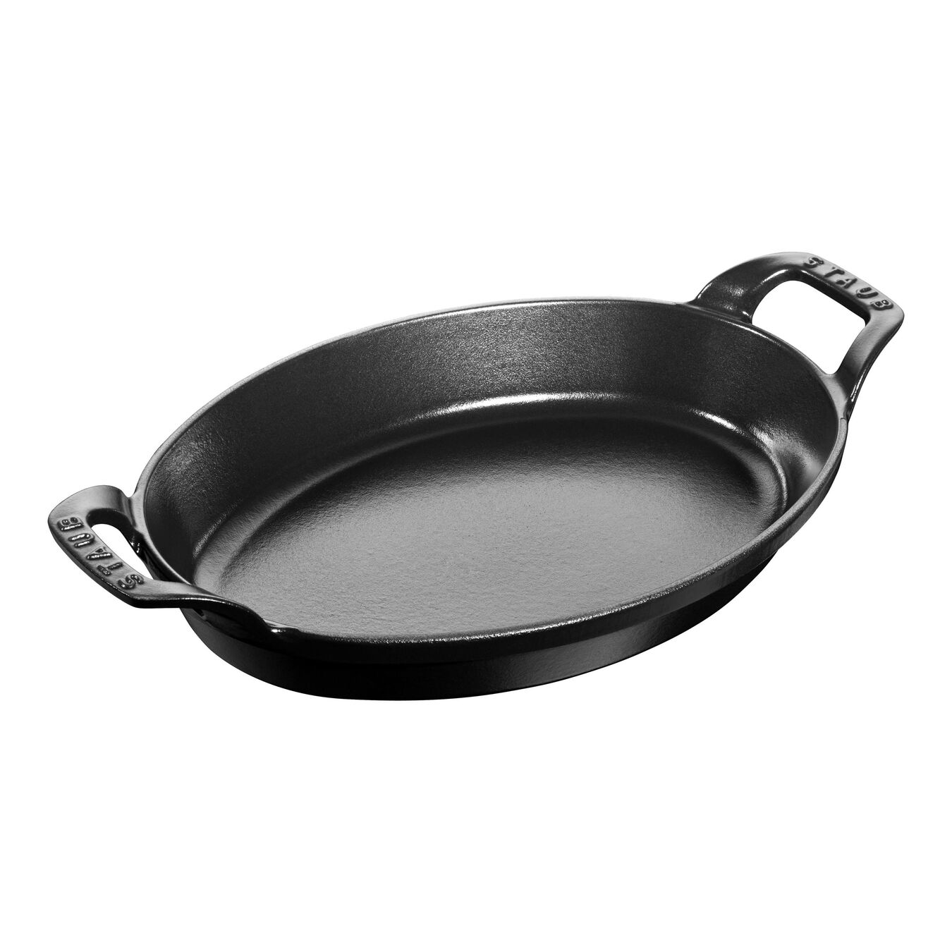 28 cm oval Cast iron Oven dish black,,large 1