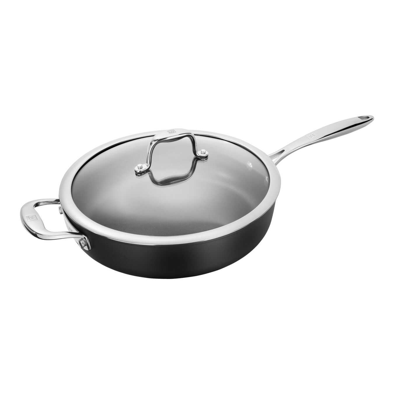 28 cm Aluminium Frying pan with lid black,,large 1