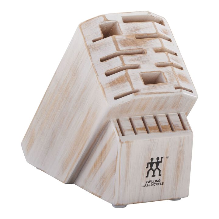 Storage, Rubberwood, Pro Rustic White Knife Block Empty, large 1