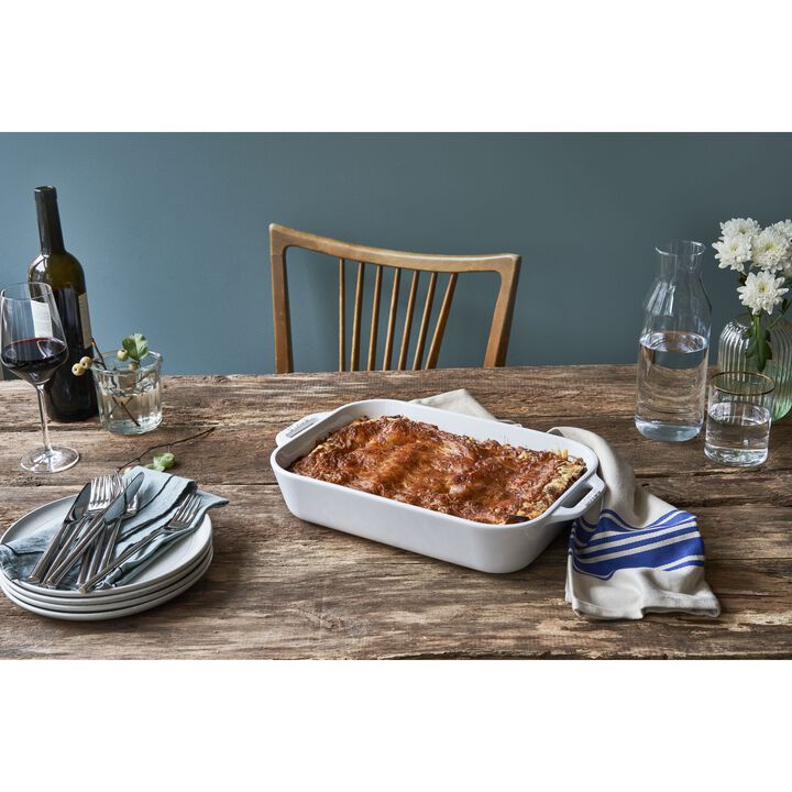 Ceramique, 34 cm, Ugnsform, Vit, large 3