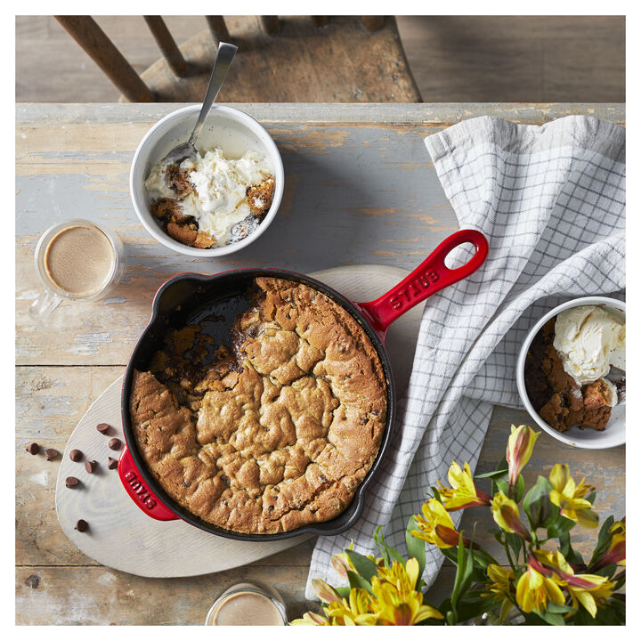 Pans, 22 cm / 8.5 inch cast iron Traditional Deep Frypan, cherry, large 2