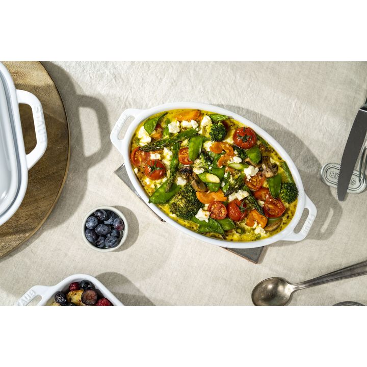 Ceramique, 23 cm, Ugnsform, Vit, large 4