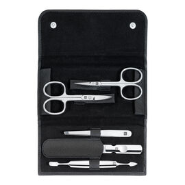 5-pc, Leather Snap Fastener Case, Black Matte