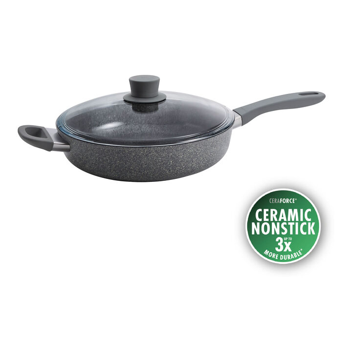 Parma Plus Ceramic, 3.9 qt Ceramic Nonstick Sauté Pan With Lid And Helper Handle, Aluminum , large 1