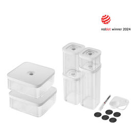 CUBE-set, L / 5-pces, transparent-blanc