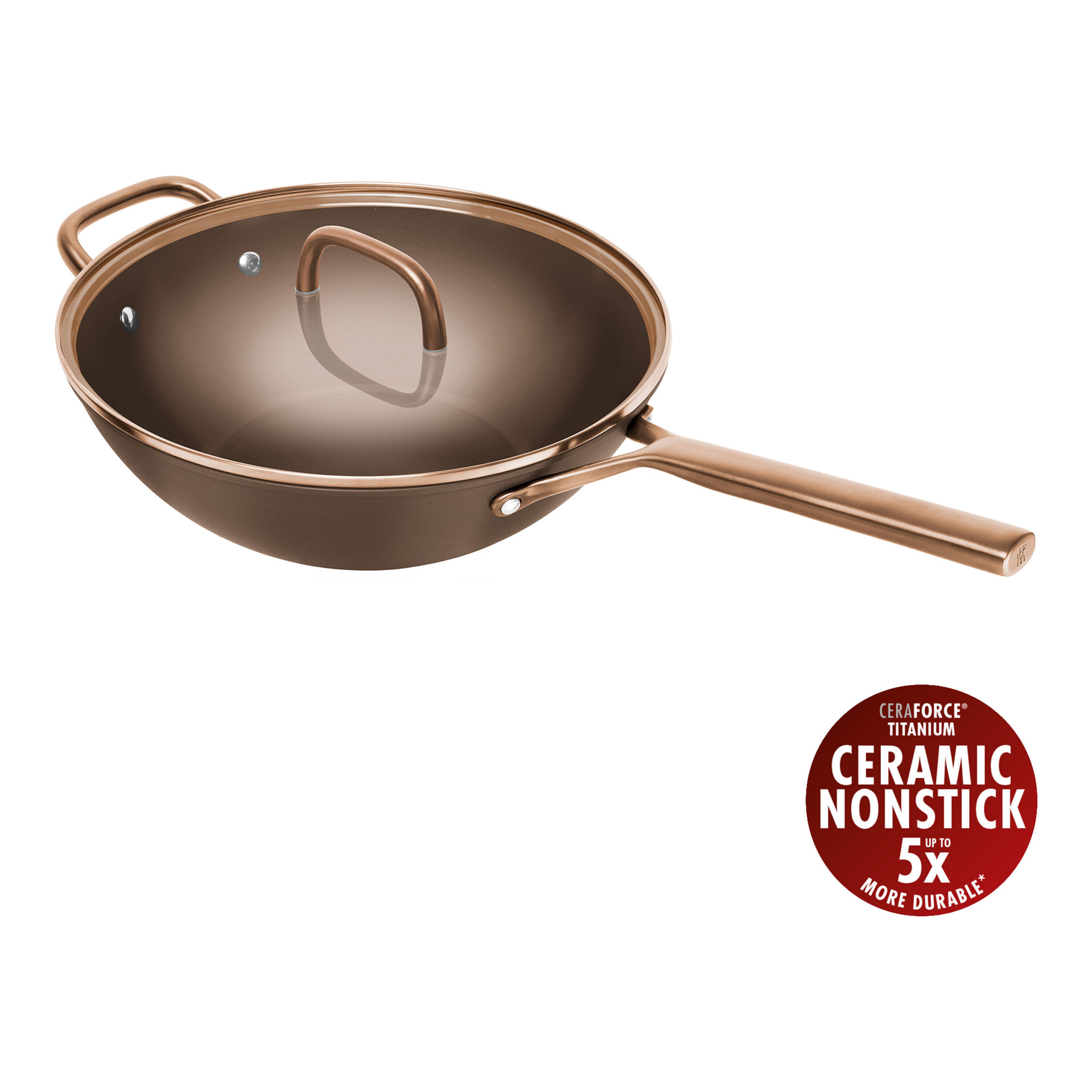 Zwilling Brown Milano 30 Cm Aluminium Wok With Glass Lid