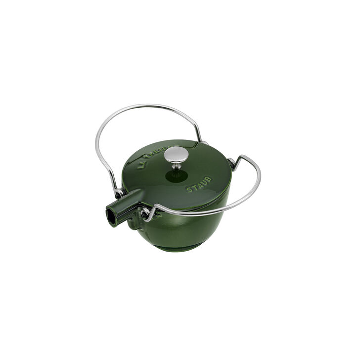 Cast Iron, 1.2 qt, Round, Tea Kettle, Basil, large 3