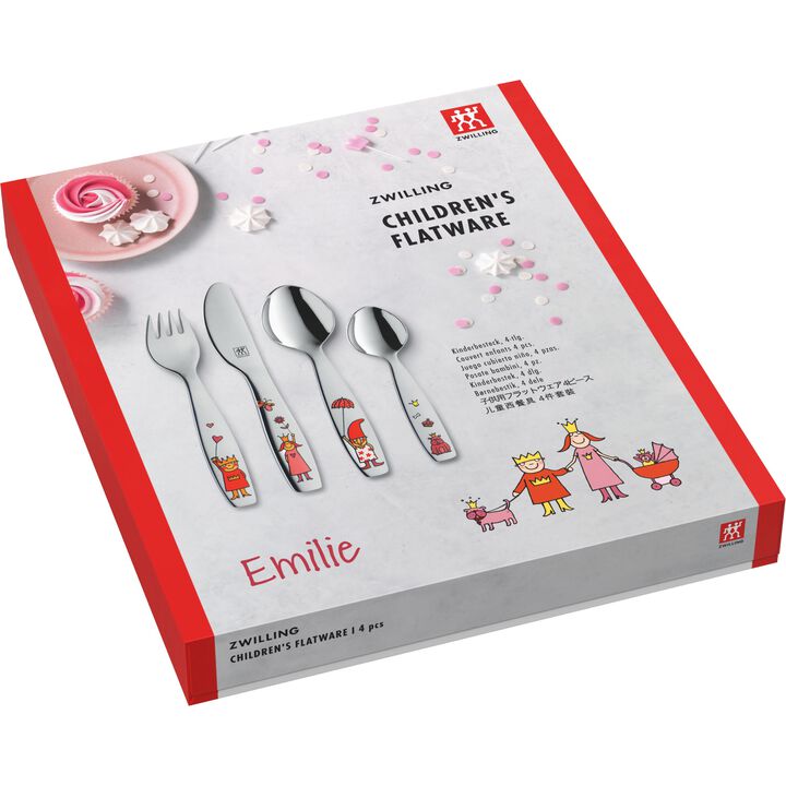 Princess Emilie, 4-pcs polished Children's cutlery set, large 2