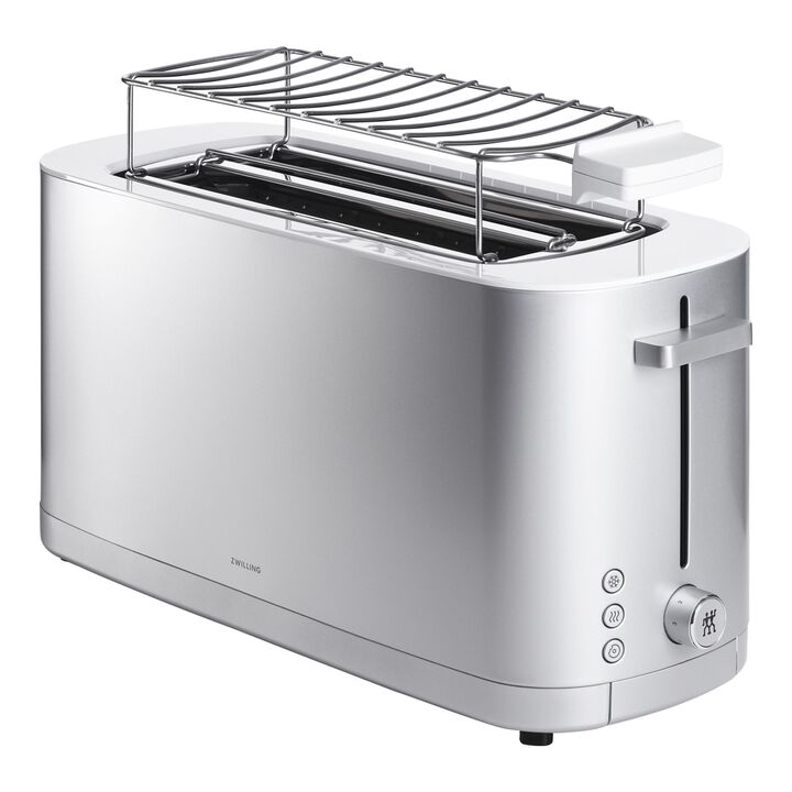 2 LONG SLOTS TOASTER WITH BUN WARMER - SILVER, large 1