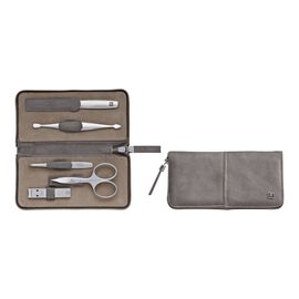 ZWILLING TWINOX, 5-pcs Calf leather Zip fastener case taupe