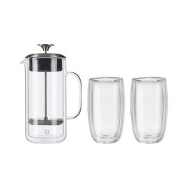 ZWILLING Sorrento Double Wall Glassware, 3-pc French Press and Latte Glass Set