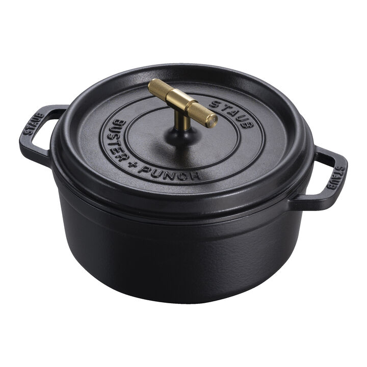 Cast Iron, 4 qt, Round, Dutch Oven Buster And Punch, Black Matte, large 4
