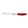 Couteau à pain 20 cm, Rouge, Tranchant en dents de scie,,large