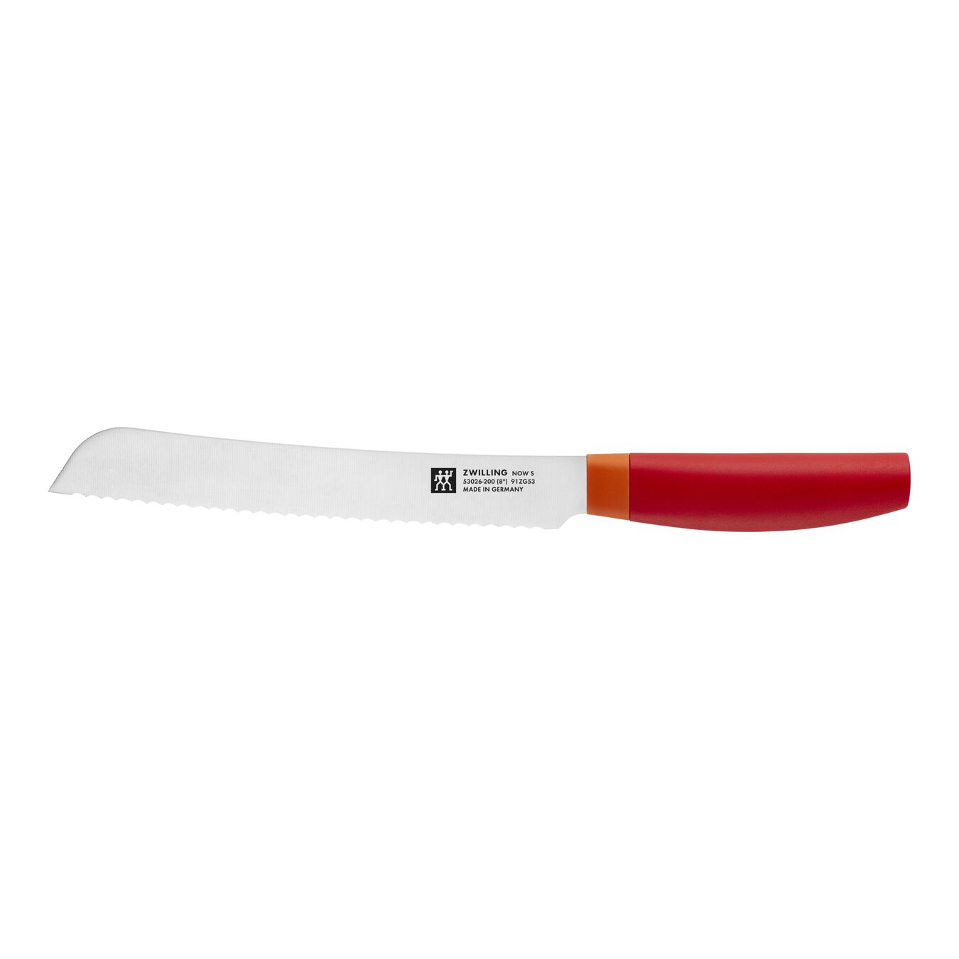 Couteau à pain 20 cm, Rouge, Tranchant en dents de scie,,large 1