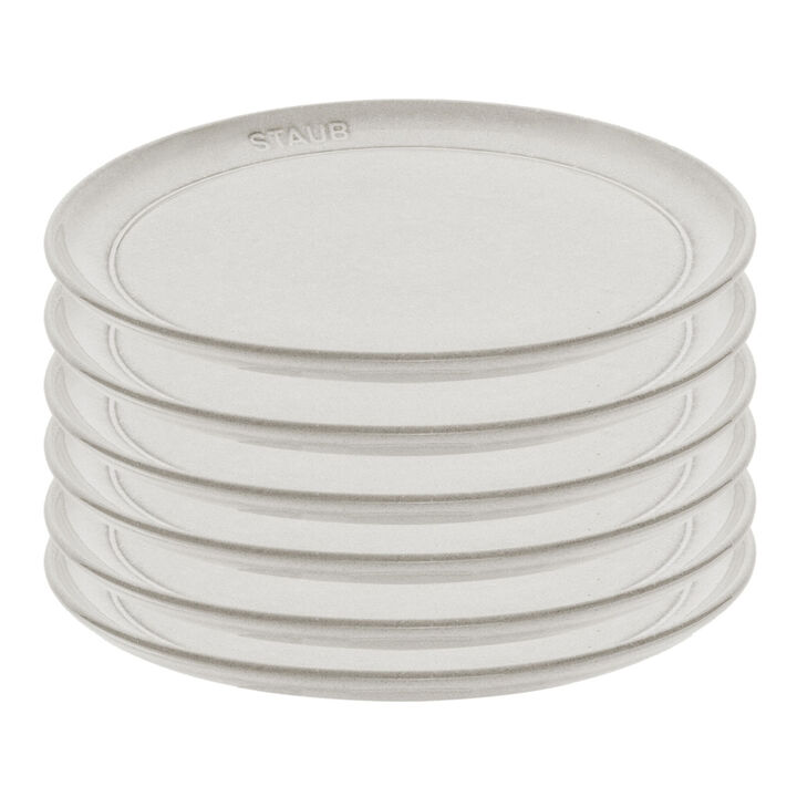 Set de platos planos 22cm, 6-pzs, cerámica, blanco trufa, large 1