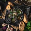 Cast Iron, 5.5-inch, Escargot Dish with six holes, Matte Black, small 2