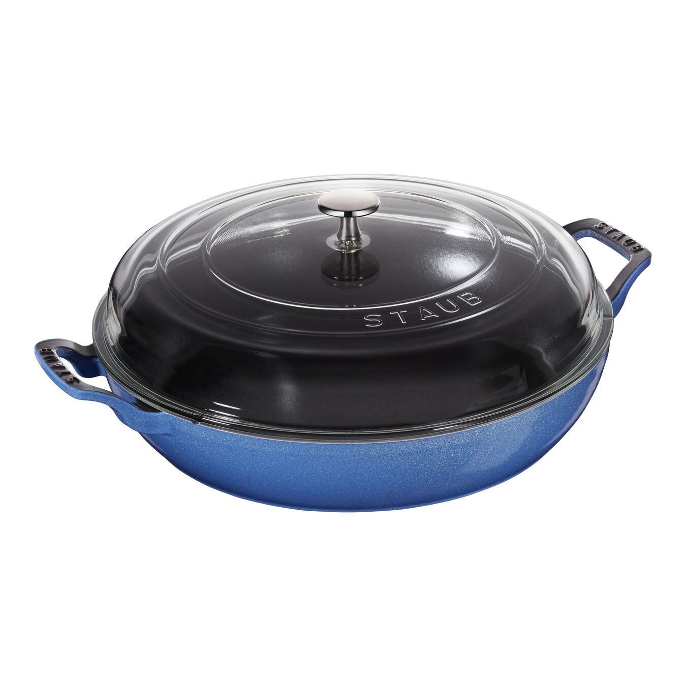 12-inch, Saute pan with glass lid, metallic blue,,large 1