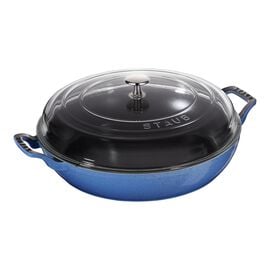 Staub Braisers, 12-inch, Saute pan with glass lid, metallic blue
