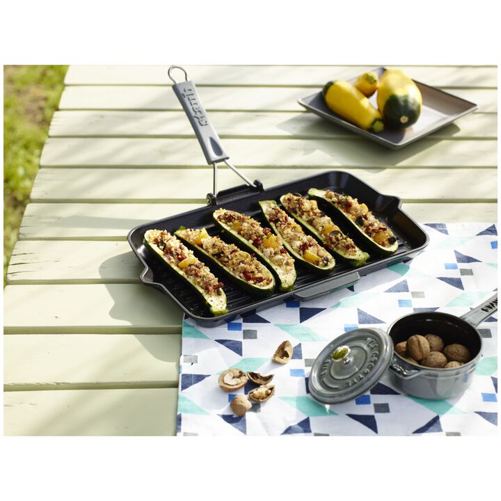 Grill Pans, Bistecchiera con becchi rettangolare - 34 x 21 cm, nero, large 3