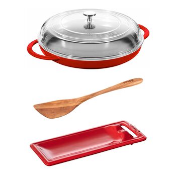  cast iron Griddle With Bonus Spatula and Spoon Rest , cherry,,large 1