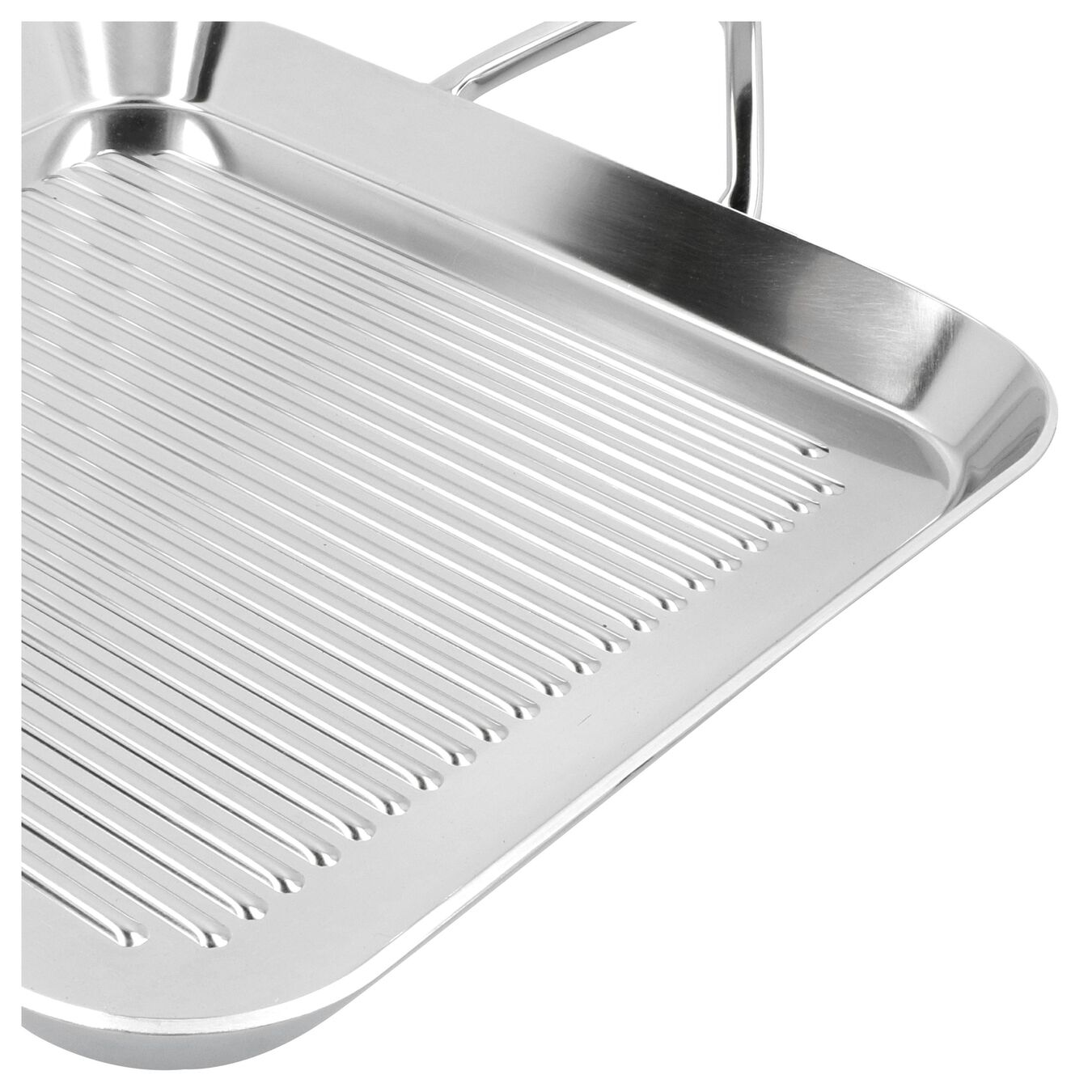 28 x 28 cm square 18/10 Stainless Steel Grill pan silver,,large 2