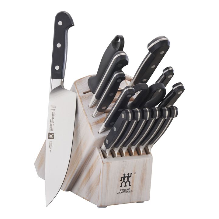 Pro, 16-pc, Knife block set, rustic white, large 1