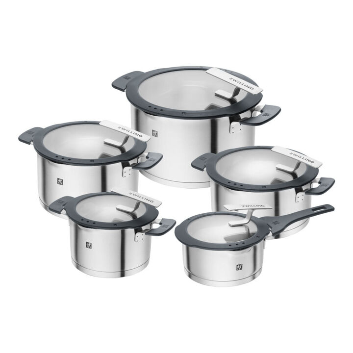 POT SET 5 PIECE, STAINLESS STEEL, large 1
