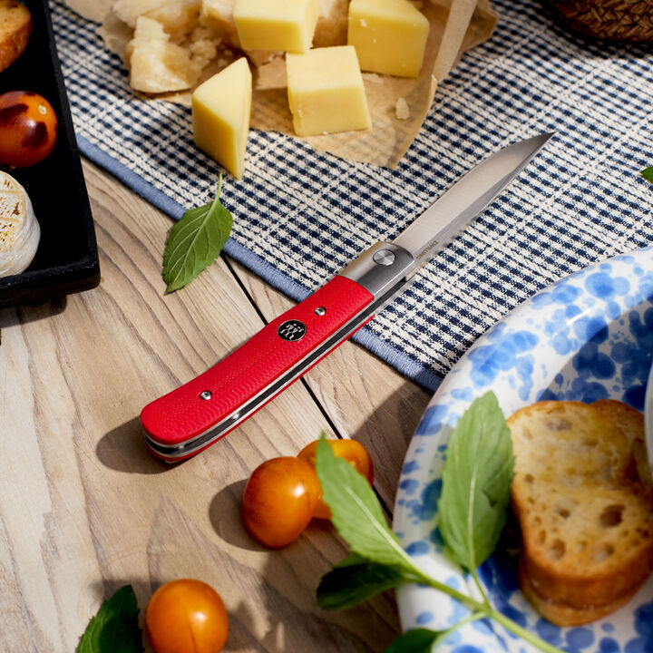 Outdoor, 3-inch, Flipper Folding Pocket Knife, Red G10, large 3