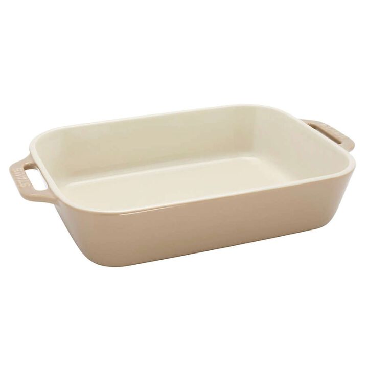 Ceramique, Rectangular Baking Dish Set White 2 Piece, large 3