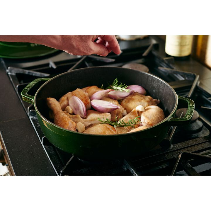 Braisers, Bräter mit Chistera Drop-Structure 28 cm, rund, Basilikum-Grün, Gusseisen, large 2