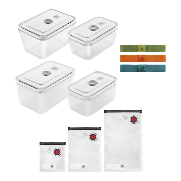 Fresh & Save, Set di sacchetti, contenitori e fasce per sottovuoto, 17-pz. / S/M/L, colori misti, Plastica, large 1