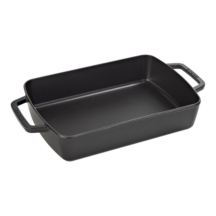 Cast Iron, 15-x 10-inch, Rectangular, Roasting Pan, Black Matte, large 1