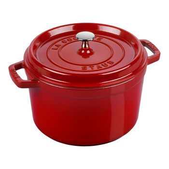 5 qt, round, Cocotte deep, cherry - Visual Imperfections,,large 1