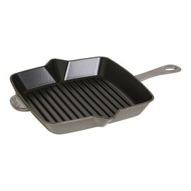 Staub Cast Iron, 10-inch, cast iron, square, American grill, graphite grey
