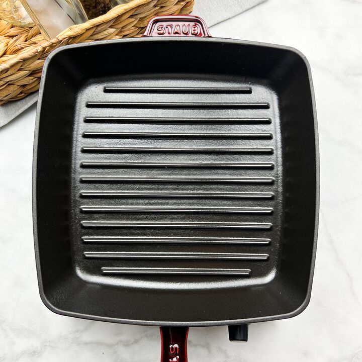 Cast Iron, 12-inch, Cast Iron, Square, Grill Pan, Grenadine, large 2