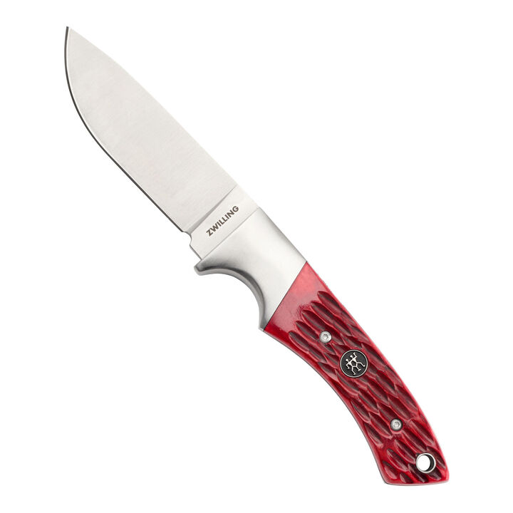 Outdoor, 3.5-inch, Hunting Knife With Leather Sheath, Red Jigged Bone, large 1