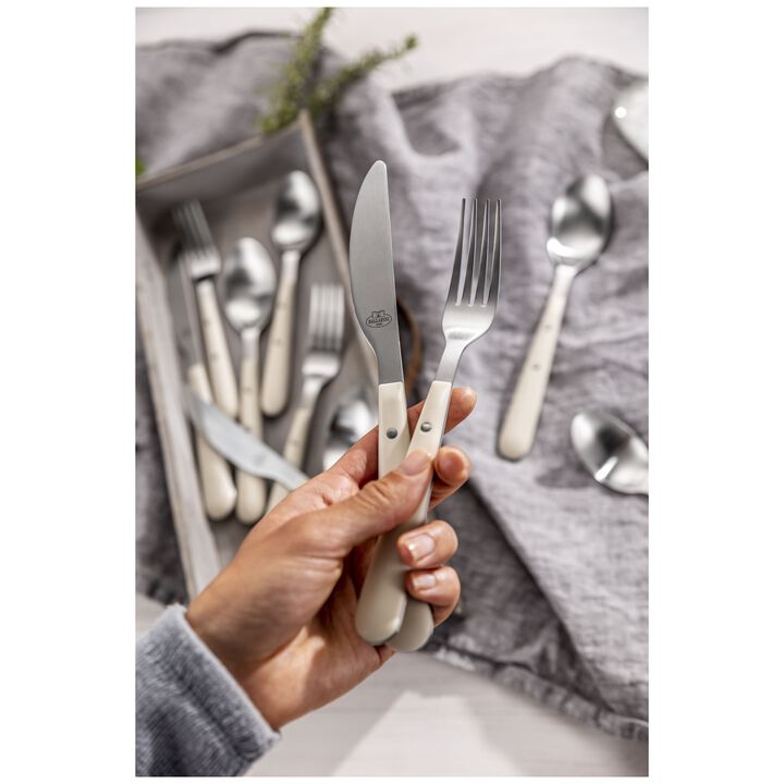 Avola, 20-pc, Matte, Flatware Set, Cream, large 3