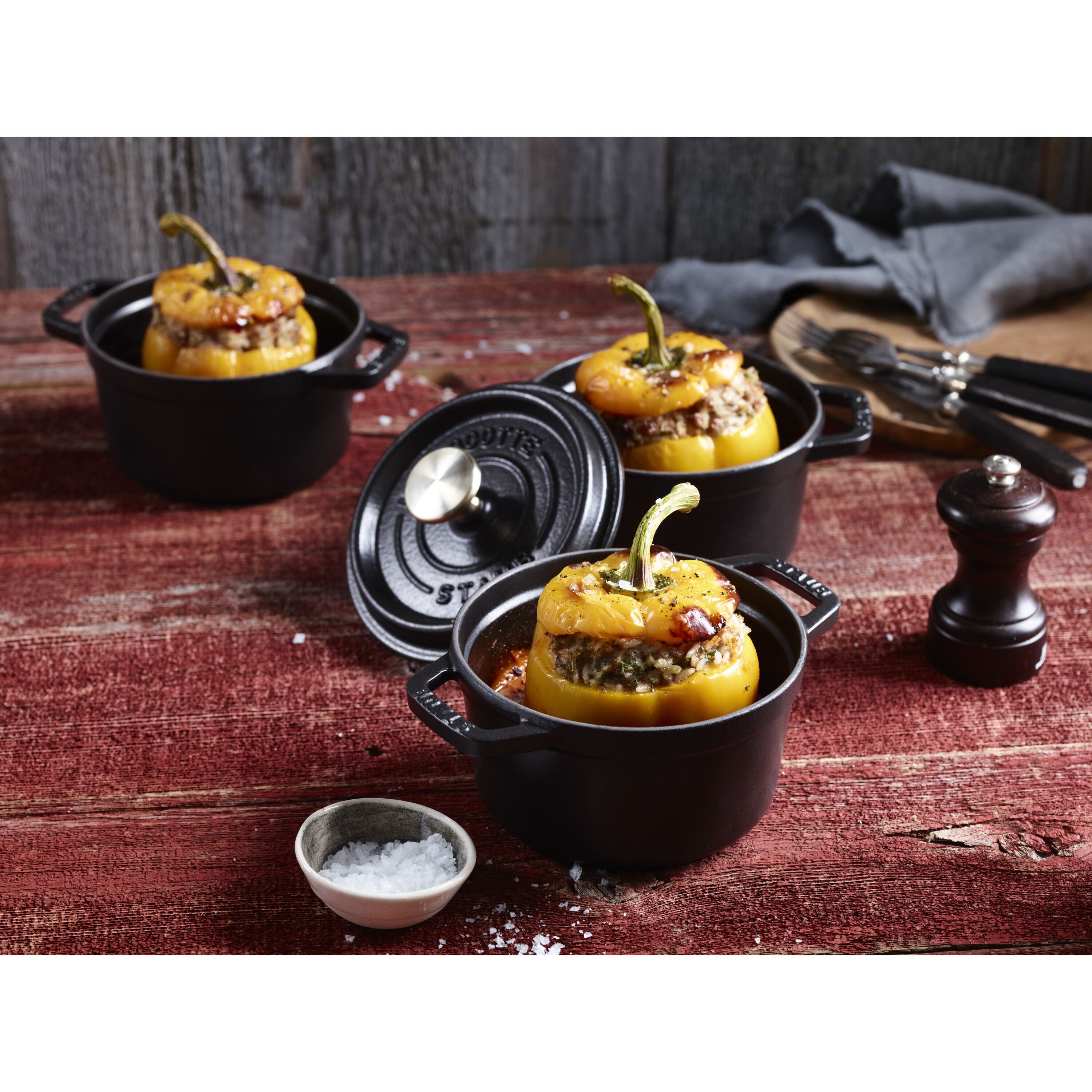 Staub LA COCOTTE Döküm Tencere | Siyah | 12 cm | 400 ml | yuvarlak
