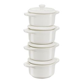 Staub Ceramique, Cocotte Set 4-tlg, rund, Elfenbein-Weiß, Keramik