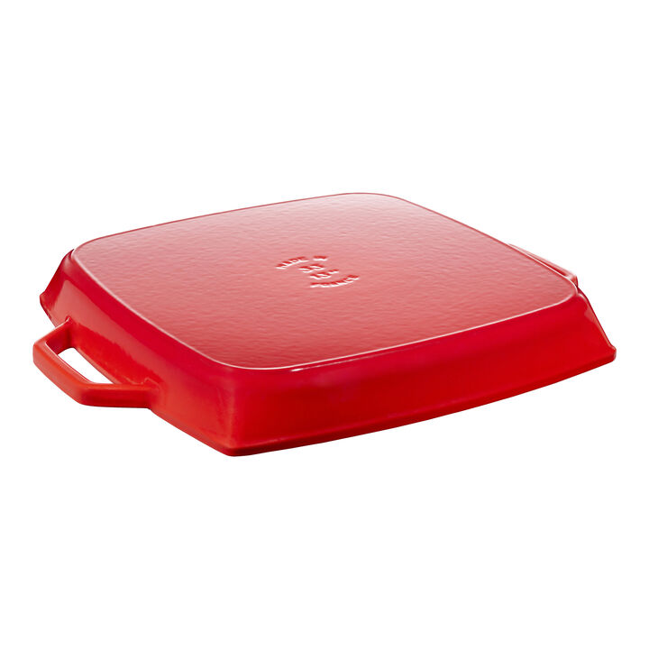 Grill Pans, 33 cm / 13 inch cast iron square Grill pan, cherry, large 2